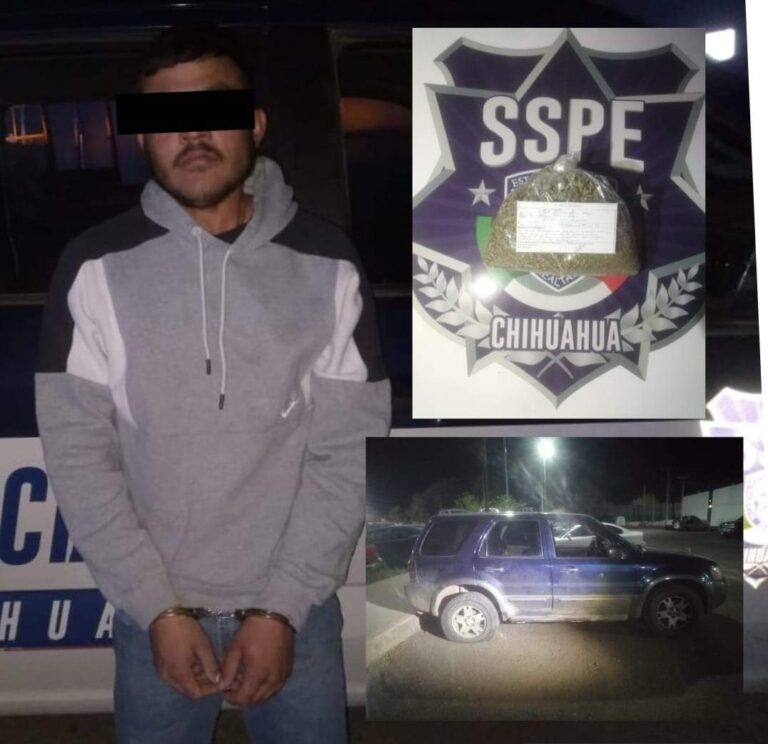 Agentes de la SSPE detienen a hombre por posible posesión de narcóticos