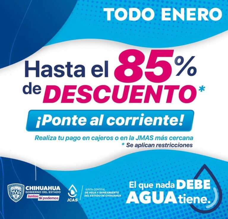 Estado. Invita JCAS a aprovechar descuentos del programa «El que Nada Debe, Agua Tiene» durante enero