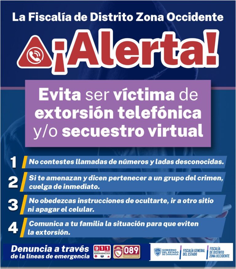 Alerta FGE Occidente para evitar extorsiones y secuestro virtual